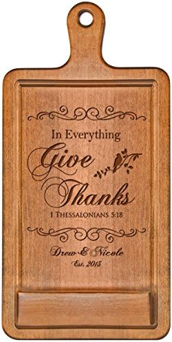 Personalized Cherry iPad Cook book Recipe holder with stand under counter for Kitchen with Family Name and Year Established In Everything Give Thanks date Wedding Gift ideas for Him Her Couple