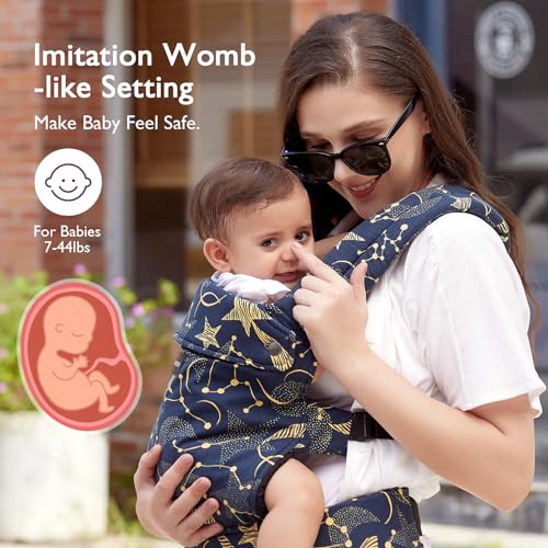 Momcozy Baby Carrier Newborn to Toddler - Ergonomic, Cozy and Lightweight Infant Carrier for 7-44lbs, Effortless to Put On, Ideal for Hands-Free Parenting, Enhanced Lumbar Support, Starry Sky