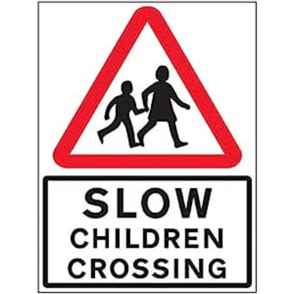 V Safety Slow Children Crossing - 3mm Alumcomp Ra1 Anti Graffiti - 450x600mm