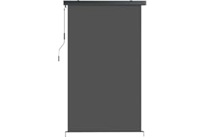 Outsunny Cordless Roller Shade, Outdoor Blackout Blinds Cordless Roll Up Shade, UV Protection Waterproof for Porch Balcony Ga