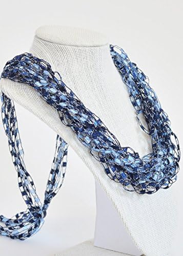 Gift for Her LOVELY Adjustable CROCHET NECKLACE SCARF- Color Blue Jeans