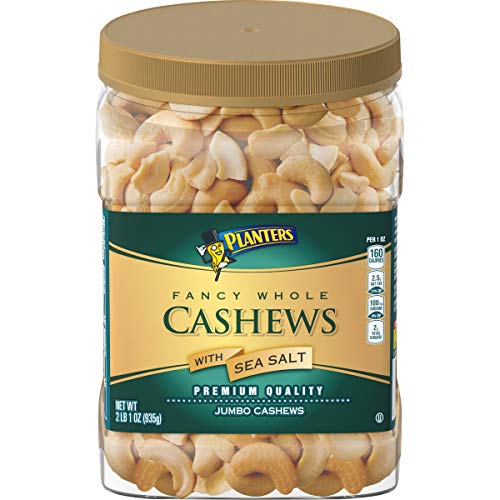 PLANTERS Fancy Whole Cashews with Sea Salt, 33 oz. Resealable Jar - Snack for Adults Made with Simple Ingredients - Good…