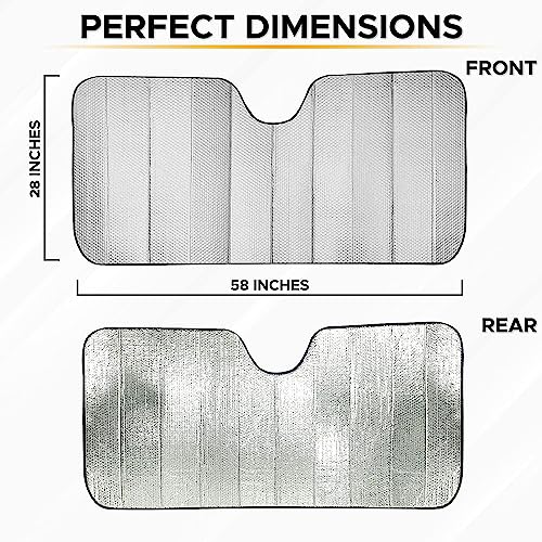 EcoNour Accordion Sun Shade Car Windshield (Gray), Foldable Front