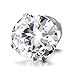 3-8 MM Mens Ladies White Cubic Zirconia Stud Earrings Stainless Steel Screw Back Post, 2pcs (8MM)