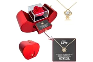 iceevery Preserved Handmade Red Rose With Hollow Clavicle Necklace,Jewelry Boxes With Necklace For Girlfriend,Wife,Mom With ''To My Love'' Card