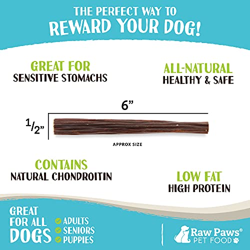Raw Paws 6inch Beef Gullet Sticks for Dogs, 10ct AllNatural, Free