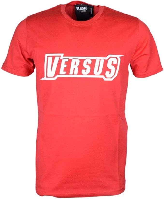 Versace Men S Round Neck Regular Fit Shine Logo Red T Shirt Xs Red