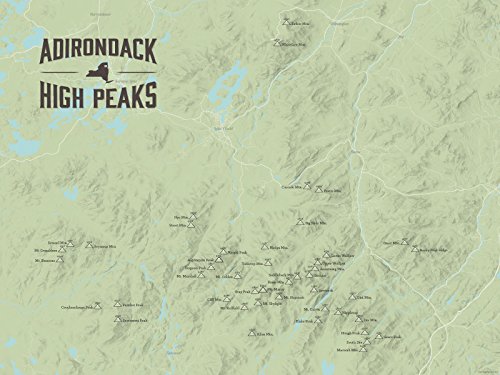 Adirondack High Peaks Checklist Map 18x24 Poster (Sage)