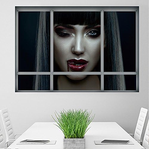 Halloween 3D Fake Windows Wall Decals Wall Stickers Halloween Crawling Zombie Ghoast Wall Stickers for Living Room Bedroom Halloween Home Decor 19x26"