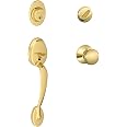 Schlage Plymouth Single Cylinder Handleset - Bright Brass, Grade 1 Deadbolt, Adjustable Thru-Bolt 3 thumbnail image