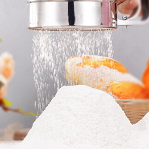 Stainless Steel Flour Sifter for Baking,Handheld Flour Sieve Icing Sugar Sifter with Crank Handle