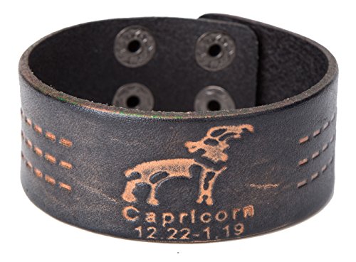 Punk 12 Constellations Zodiac Cuff Leather Bracelet Astrology Air