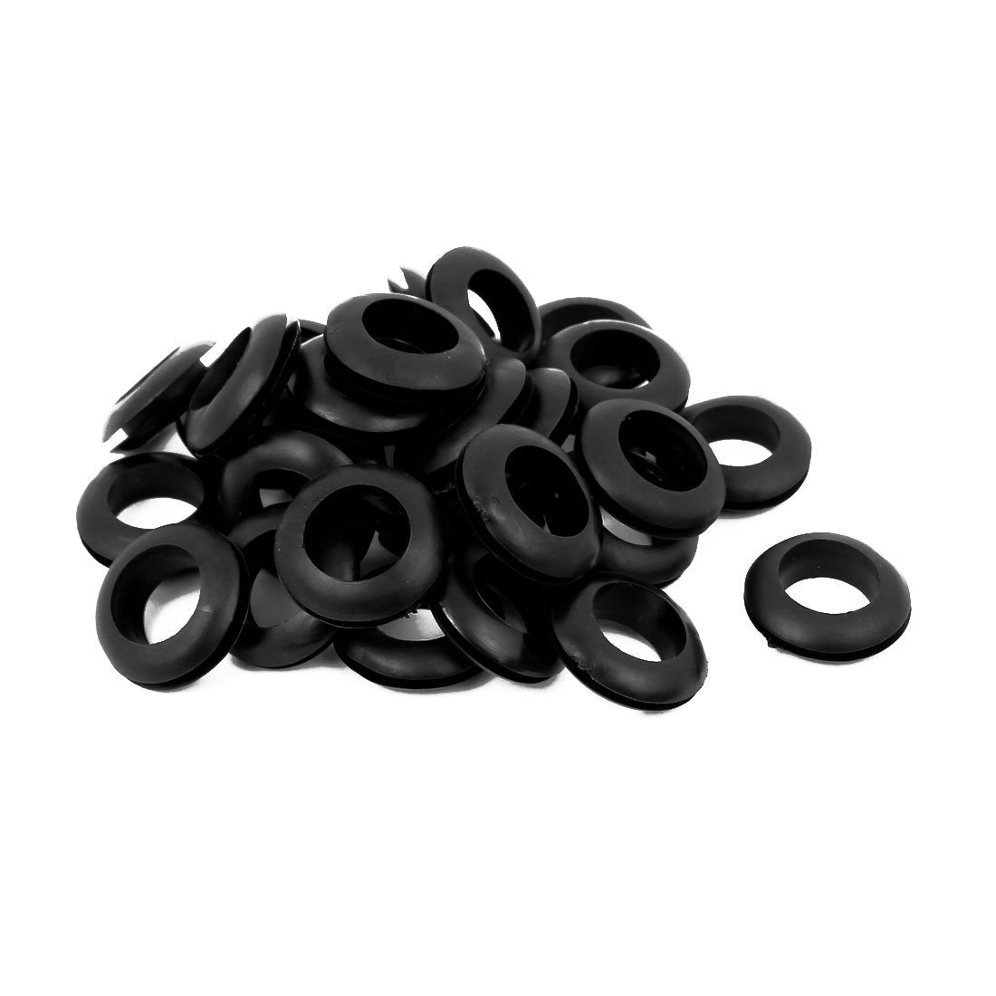 uxcell 30 PCS 16 mm Inner Diameter Double Sides Rubber Wire Grommets Gasket Ring Cable Protector Black (Pack of 30)