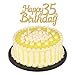 PALASASA Gold Glitter Happy Birthday 35th Cake Topper Decoration