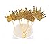 JANOU Gold Glitter Crown Cake Cupcake Topper for Wedding Party Decoration Pack 20pcs