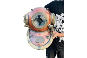Vintage-Style Diving Helmet, 18-Inch Full Size, Copper and Brass Finish, Nautical Maritime Decor, Heavy-Duty Metal Constructi