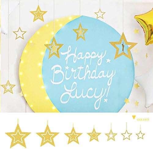 BQUQO Christmas Gold Star Garland Party Decoration Kit 3D Paper Banner for Holiday Birthday Wedding Christening Shower Winter Hanging Decor for Nursey Kids Girls Room