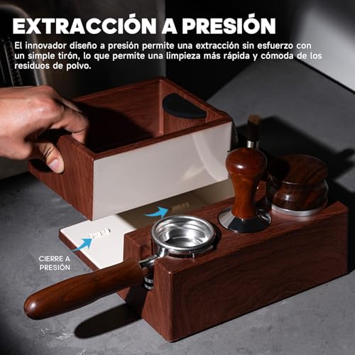 CEVYEA Estacion de Cafe Multifuncional para 51/54/58 mm Tamper Espresso, Distribuidor, Soporte Portafiltro + Base Accesorios para Cafe - Set para Cafe Barista Profesional con Almacenamiento Integrado