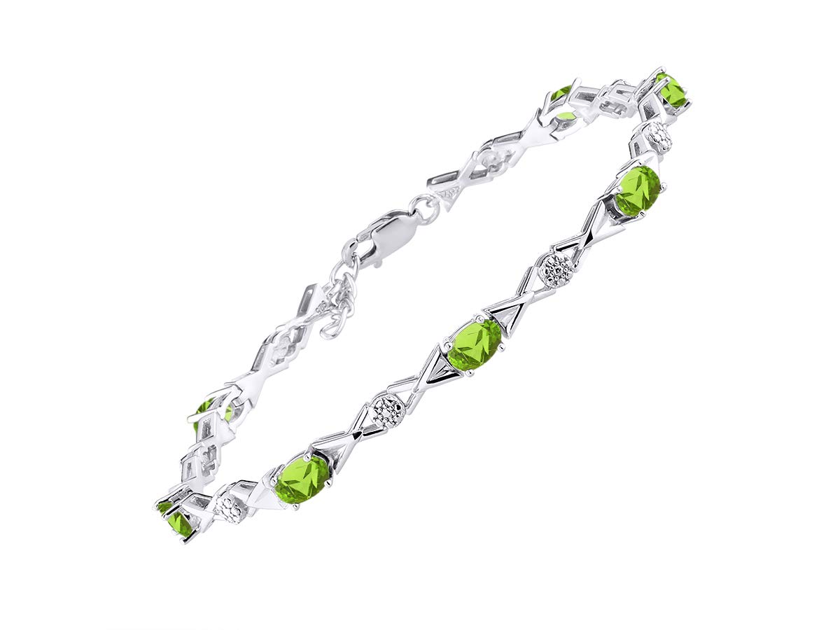Rylos Spectacular Tennis Bracelet Set With Peridot & Diamonds - August Birthstone*