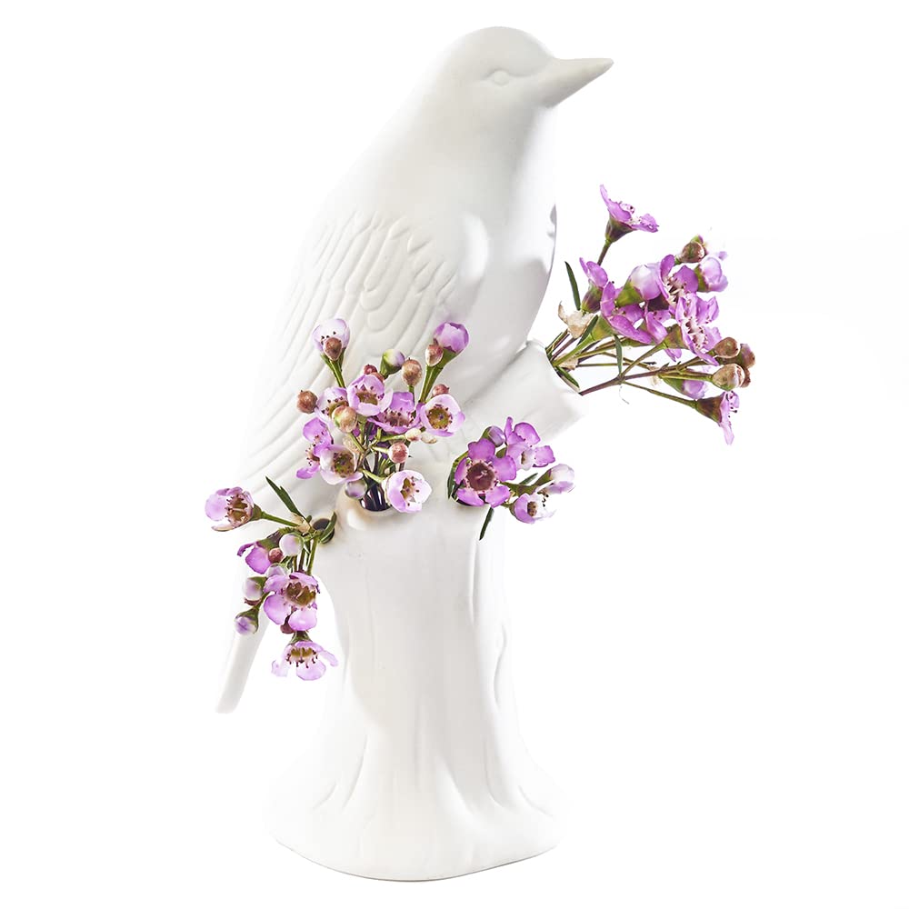 Chive Bird Shaped Flower Vase — Cute, Beautiful Ceramic Vase for Flowers & House Plants — White