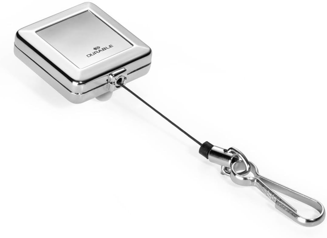 Durable Chrome Quadro 832823 Badge Reel with Snap Hook Silver, 1 piece