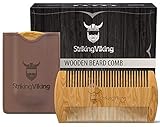 Wooden Beard Comb & Case from Striking Viking - Anti-Static and Hypoallergenic Wood Pocket Comb For Beards & Mustaches