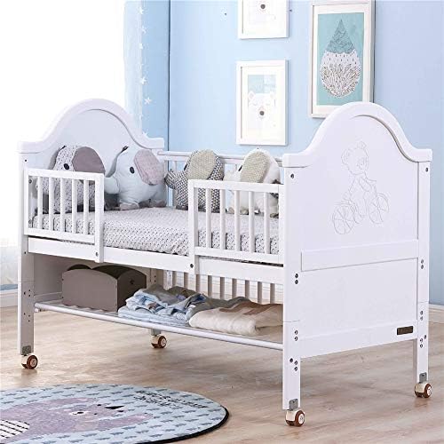 WDXIN Baby Cot Bed Solid Wood Multifunctional Splicing Bed European Style Safety and Environmental Protection Materials Suitable for Babies 0-8 Years Old