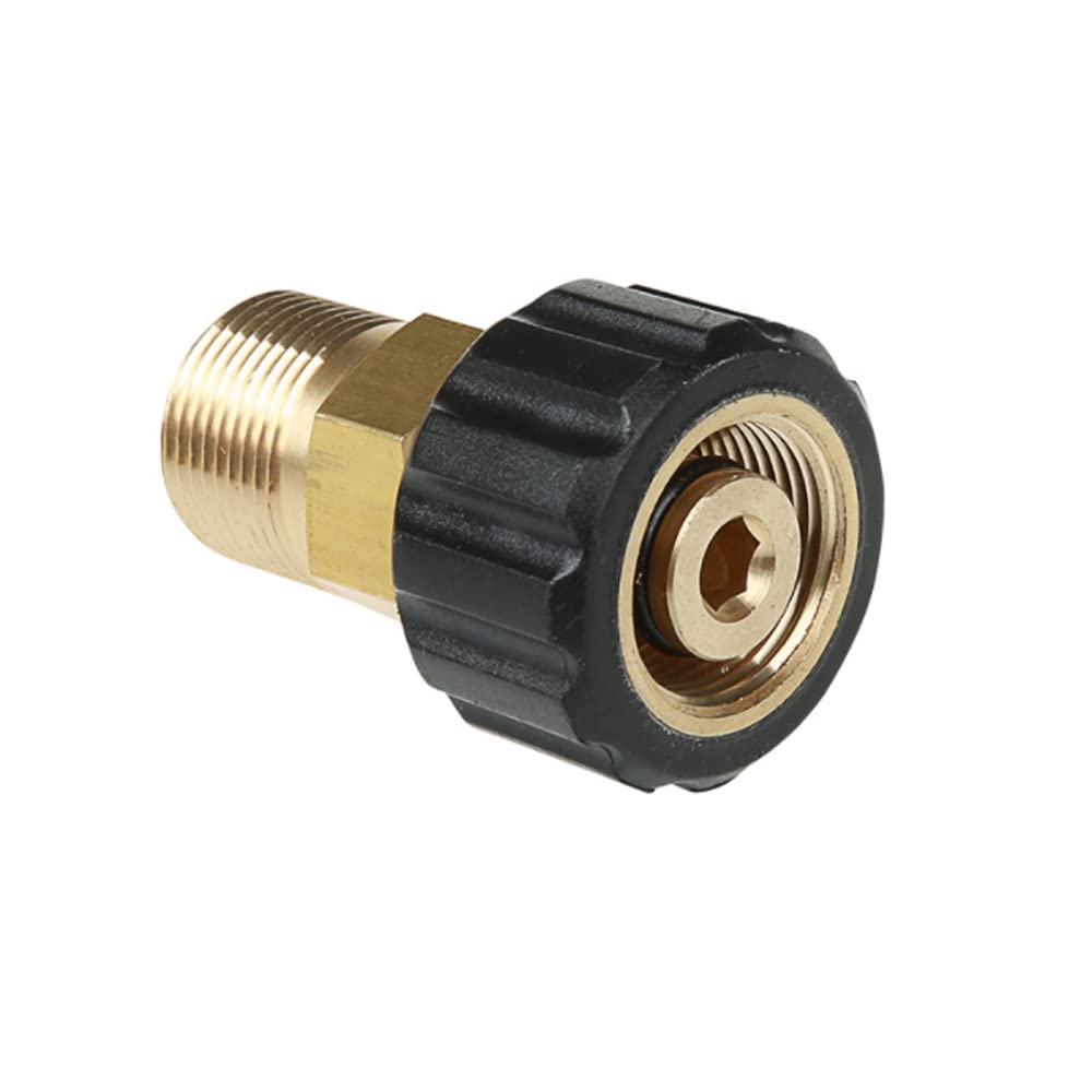 ZONADAH Brass Pressure Washer Fitting, Metric M22x14mm(Pin) Female Convert to M22x15mm Male Thread Connector Quick Connect Pressure Washer Gun Adapter Accessories Parts