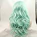 Lucyhairwig Glueless High Temperature Heat Resistant Fiber Hair Long Wavy Mint Green Synthetic Lace Front Wig for Drag Queen