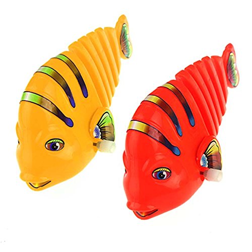 Wcysin 3 Pieces Wind Up Toy Fishes, Cute Clockwork Classic Baby Toddler Kids Toy Fish Random Colors