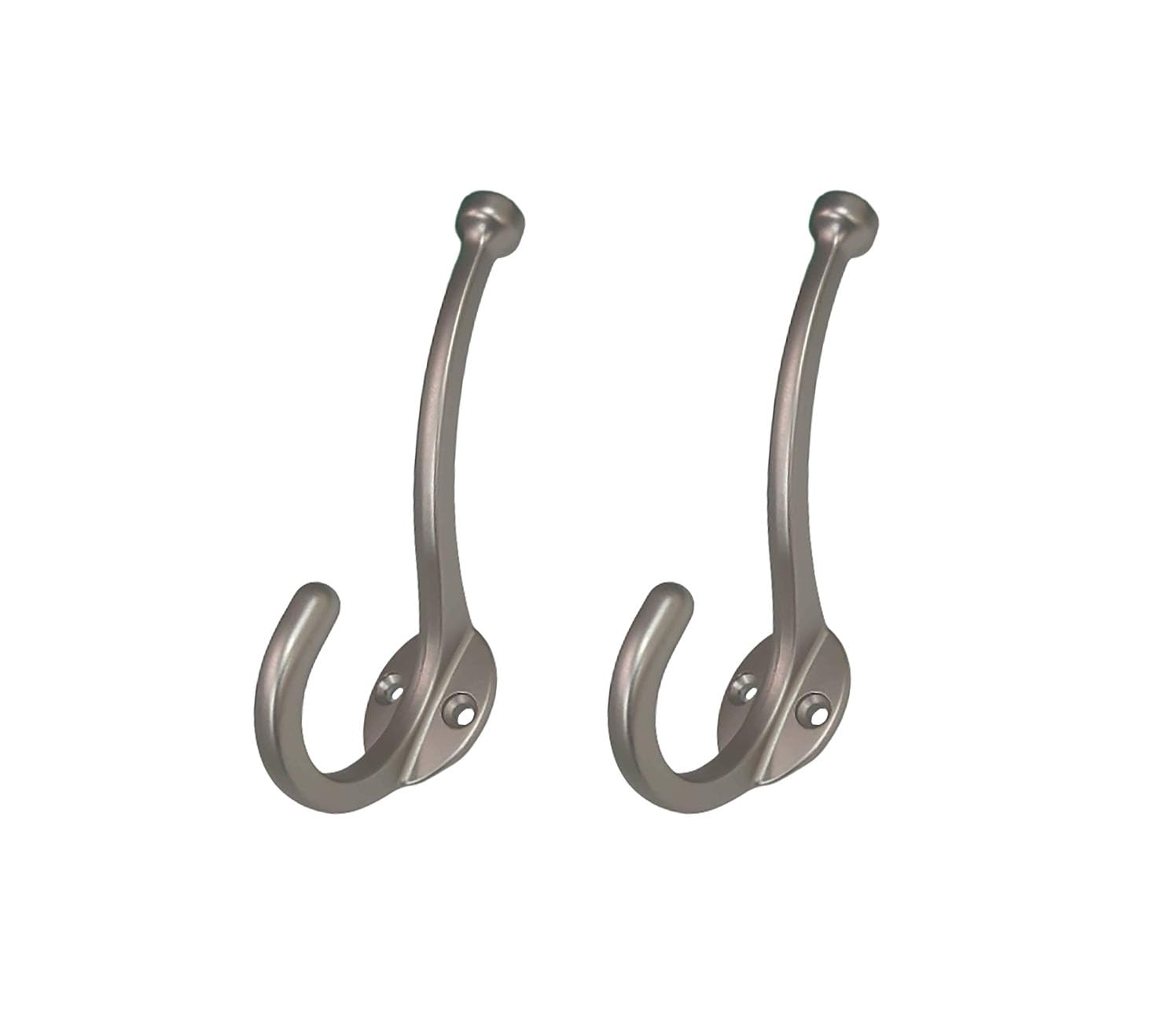 QCAA Zinc Diecast Coat Hook, Matte Nickel, 2 Pack