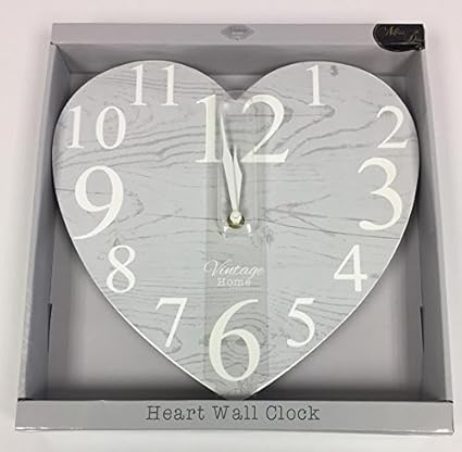 Wall Clocks Heart Shaped Wooden Clock Home Wall Round Retro Decor