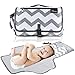 Portable Diaper Changing Pad - Compact Changing Station, Foldable into a Clutch - Perfect for Travel with an Infant or Toddler - Grey Chevron - by Eloni Baby