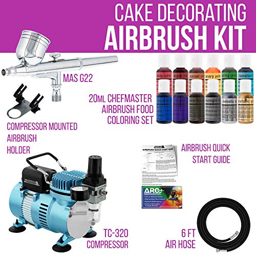 Master Airbrush Cake Decorating Airbrushing System Kit with a Gravity Feed Airbrush, Set of 12