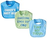 Gerber Baby-Boys Newborn 3 Pack Terry Bib with Sayings Blue, Blue, One Size