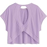 SOLY HUX Women Open Back Tops Workout Backless Tee Casual Athletic Shirts Short Sleeve Oversized Gym T Shirt