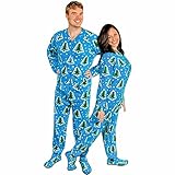 Adult Footed Pajamas with Butt Flap Christmas Trees and Snow