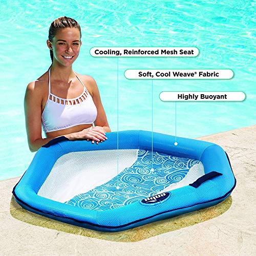 Aqua Leisure 2 Pack, Ultra Comfort Water Pool Lounger, X-Large with Foot/Headrest & Deluxe Pool Chair, Blue Waves