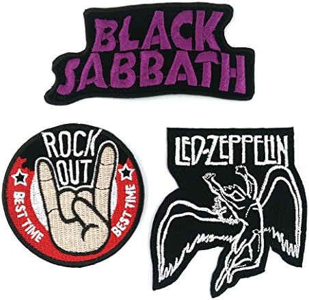Set_ROCK018 - Black Sabbath, Led Zeppelin, Rock Out Patch, 3 Pcs Heavy Metal Applique Embroidered Patches - Rock Band Iron on Patches