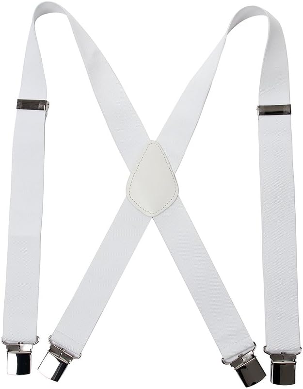 Men’ s X Back Suspenders with 4 Quality Controlled Clips & 1.4” Wide Braces & Heavy Duty