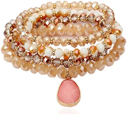 Wrist Boutique Mixed Wrap Wristbands Bracelets Kada and Beads Bracelet Set for Women Adjustable | Multi Layer Glass Beads Bracelet for Women | Crystal Charming Bracelet for Women