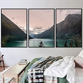 signwin 3 Piece Framed Canvas Wall Art Lake...