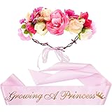 "Growing a Princess" Sash & Flower Crown Kit - Baby Shower Sash Princess Baby Shower Baby Sprinkle (Pink & Gold)