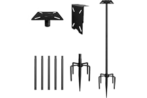 Ansionsol 90 Inch Smart Bird Feeder Pole with 5-Prong Base, Adjustable Bird House Pole Mount Kit for Outdoors, Heavy Duty Bird Feeder Stand for Wild Birds Watching, Black