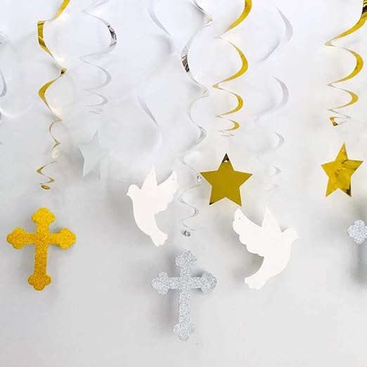 Amazon Com First Communion Hanging Swirls Baptism Decorations For