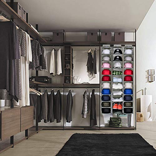KUIENSI Hat Storage Rack Organizer, 10 Shelf Hanging Closet Holder for Baseball Caps, Using a Monolithic PP Plate Sheet and Customized Dimensions Fit Protect Your Hats and Keep its Shape (Gray) - Thumbnail 6
