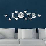 LING'S SHOP Acrylic 3D Mirror Effect LOVE Decal Wall Sticker Clock Home Room Decoration