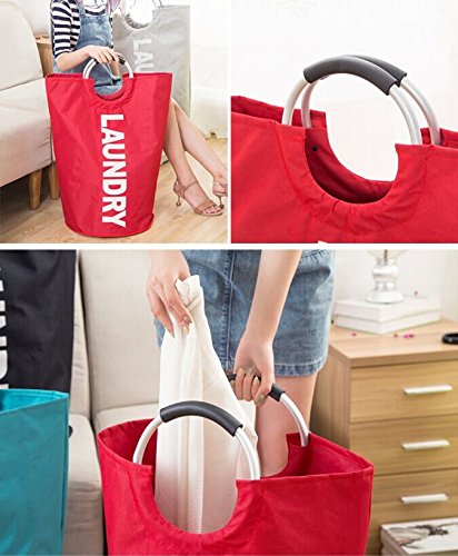 BAYCHEER 600D Oxford Waterproof 60L Large Capacity Collapsible Foldable Laundry Basket/Hamper/ Clothes Bag/Washing Bin with Alloy Handle for Heavy Duty, Clothes, Books, Toys Storage, College, Camping