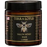 Terra Lotus - Organic Grass-Fed Beef Tallow Balm with Raw Honey - Moisturizing Cream for Soft, Smooth Skin - Handmade All-Natural Moisturizer (4oz, Citrus)