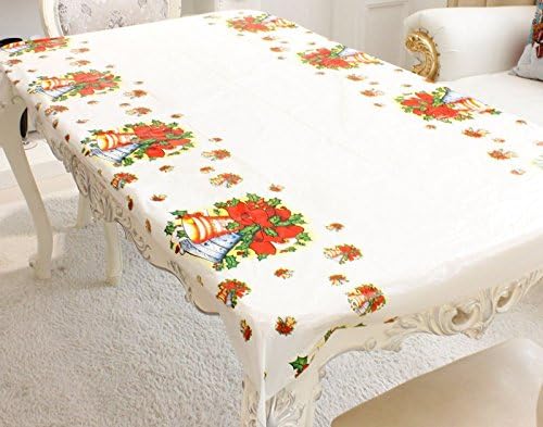 Tablecloths Christmas, Panphy 2Pcs Santa's Pattern PVC Rectangular Tablecloth, Disposable Plastic Party Table Covers, 180cm x 110cm (Trees and Bells)